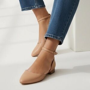 Lane Bryant Elegant Tan Ankle Strap Flats 10Wide